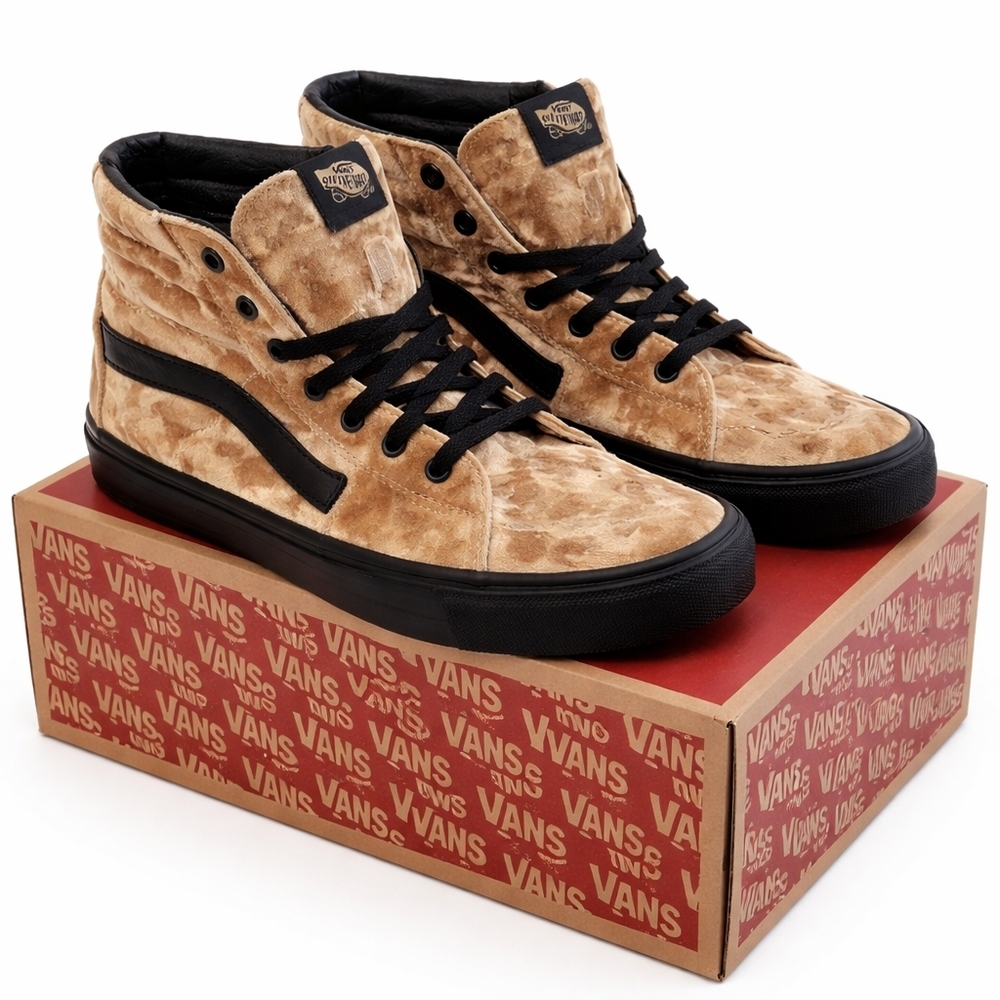 Vans Sk8 Hi Velvet Gold Black Women 7.5 High Top Sneakers,Men Size 6